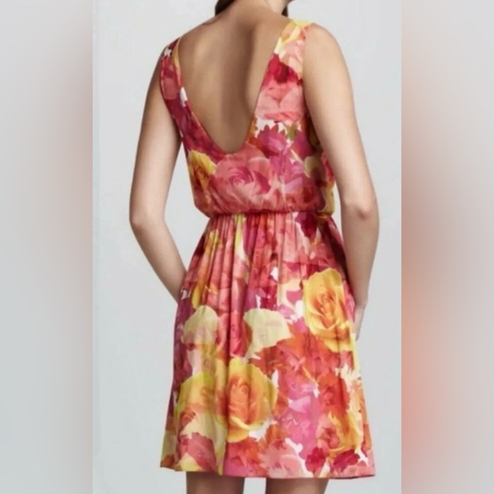 Alice + Olivia Silk Watercolor Pink Floral Sleeveless Spring/Summer Dress Small - Picture 8 of 16
